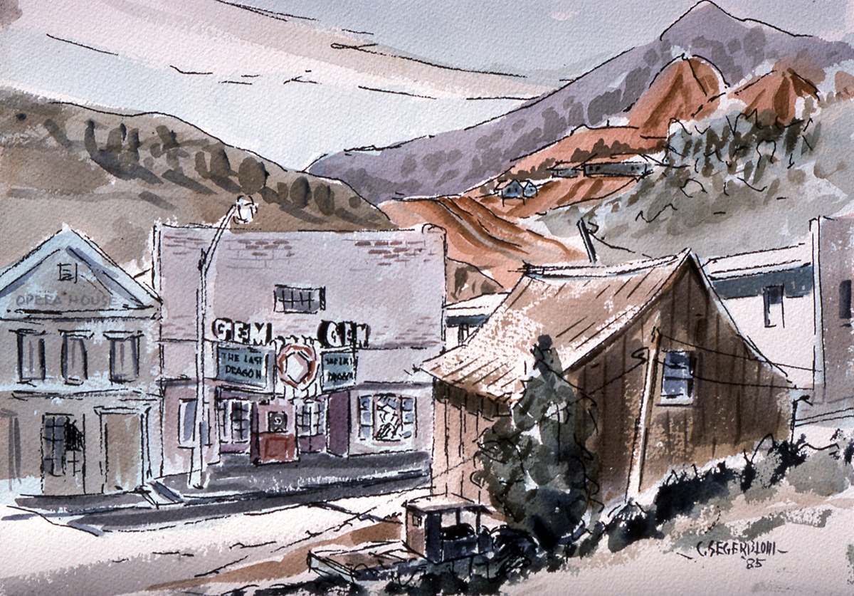 Gem Theater (1985), Watercolor, Cliff Segerblom